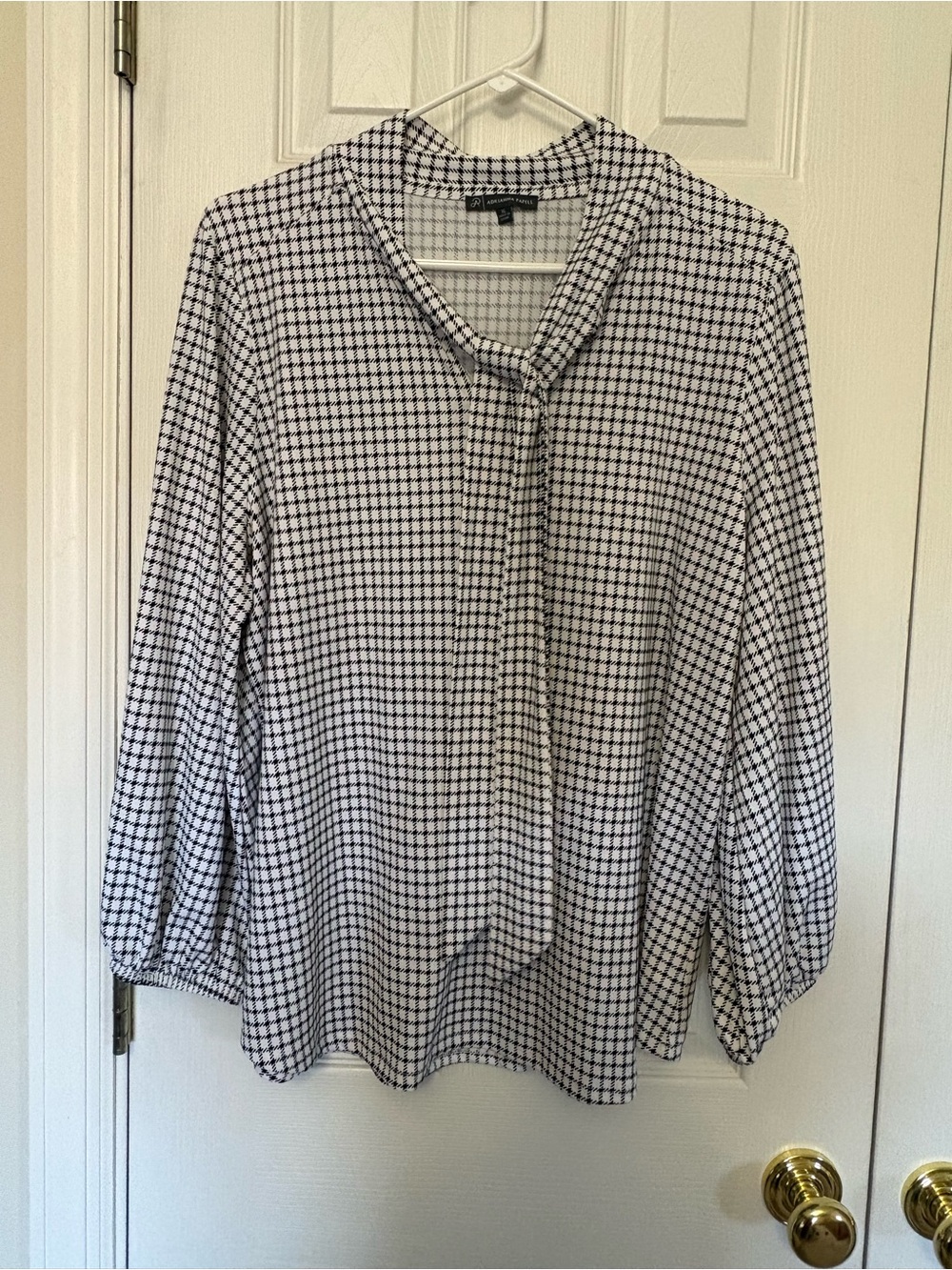 Adrianna Papell Tie-Neck Blouse - White/Black